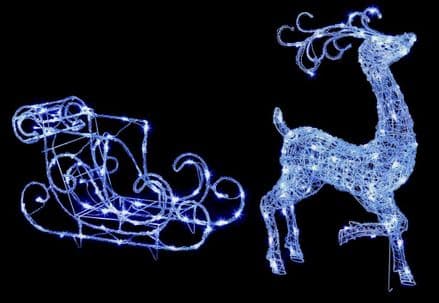Premier Acrylic Reindeer & Sleigh 140 White LED - 1m