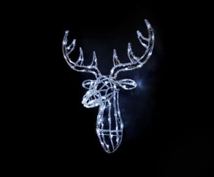 Premier Acrylic White Reindeer Head White LED - 70cm