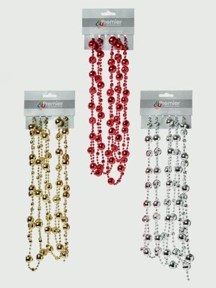 Premier Disco Bead Garland Red Gold Silver - 2.7m