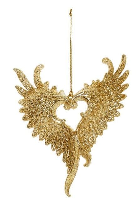 Premier Glitter Heart Wings Trim - Gold 12cm