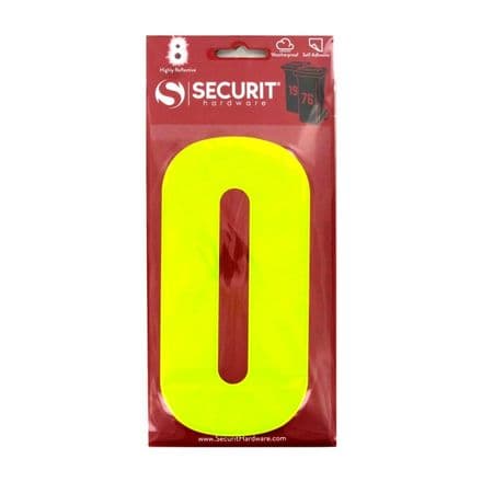Securit Hi Vis Self Adhesive Wheelie Bin Numbers - No 0