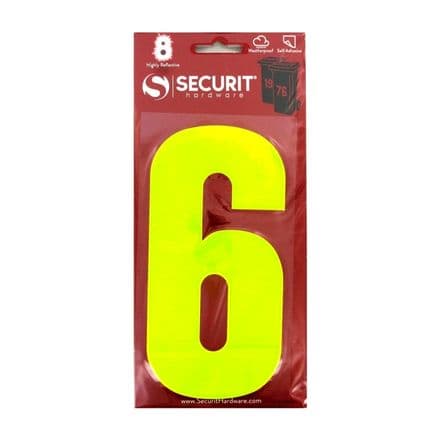 Securit Hi Vis Self Adhesive Wheelie Bin Numbers - No 6