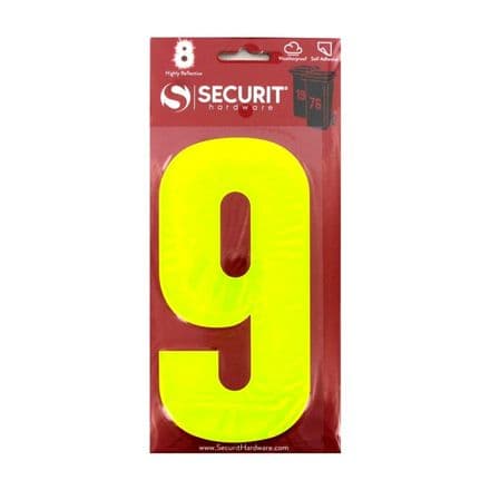 Securit Hi Vis Self Adhesive Wheelie Bin Numbers - No 9