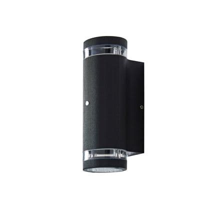 Zinc Helix Up/Down Wall Light with Photocell Sensor - Black 5w