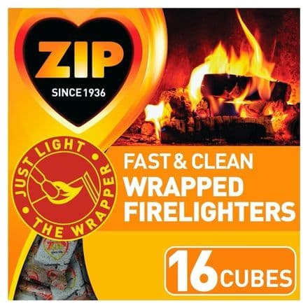 Zip Fast & Clean Wrapped Firelighters - Pack 16