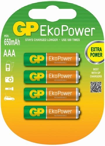 GP AAA EkoPower Batteries - Pack 4
