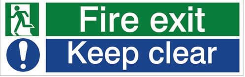 House Nameplate Co Fire Exit Keep Clear - 8x12.5cm