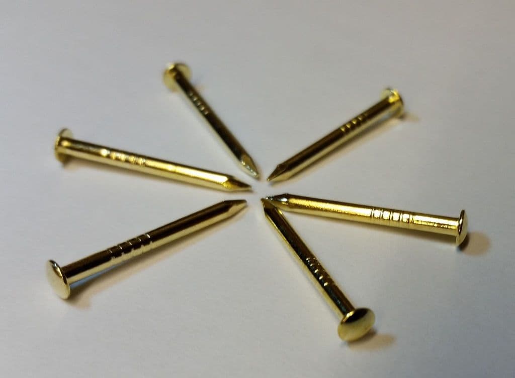 20mm 1 80mm ESCUTCHEON PINS BRASS PLATED
