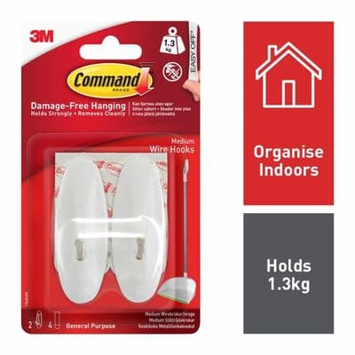 Command™ Medium Wire Hooks - 2 hooks, 4 medium strips