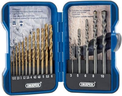 Draper Combined HSS/Masonry Drill Bit Set - 17 Piece
