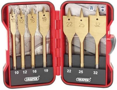 Draper Titanium Nitride Coated Flat Wood Bit Set - 7 Piece
