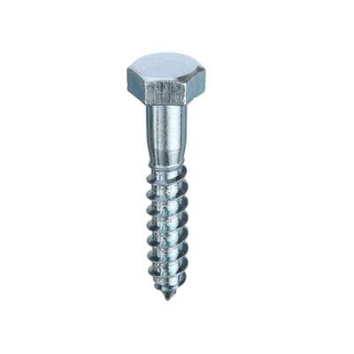 M8 x 90mm Coach Screws Hexagon Head DIN 571 BZP CE - Pack 100