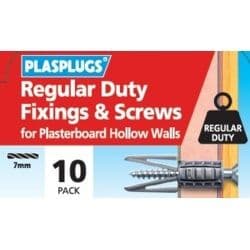 Plasplugs Regular Duty Fixings & Screws - Pack 10