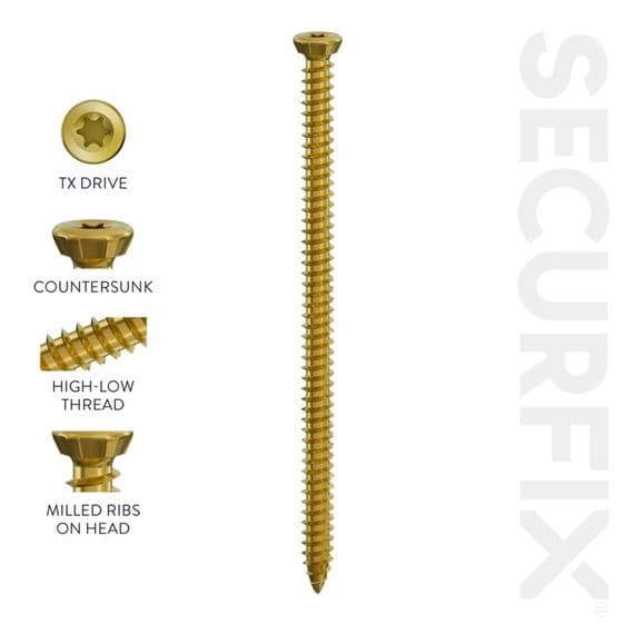 Securfix Concrete Frame Screws - 7.5 x 92mm Box of 100