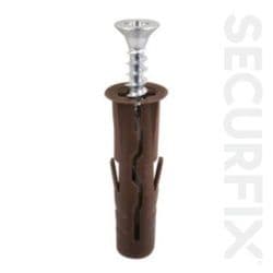 Securfix Heavy Duty Wall Plugs Brown W.Screws - 20 Pack