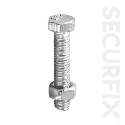 Securfix Hex Bolt Zinc Plated M10X50mm - 15 Pack