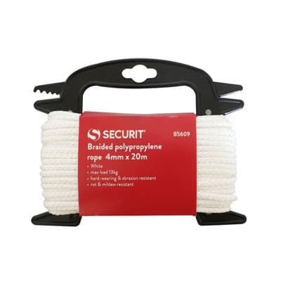 Securit Braided Polypropylene White Rope - 4mm x 20m