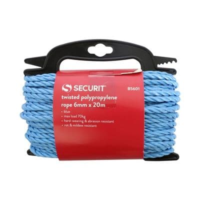 Securit Twisted Polypropylene Rope Blue - 6mm x 20m